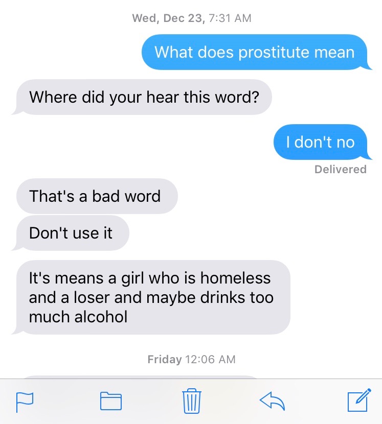 Text with babysitter